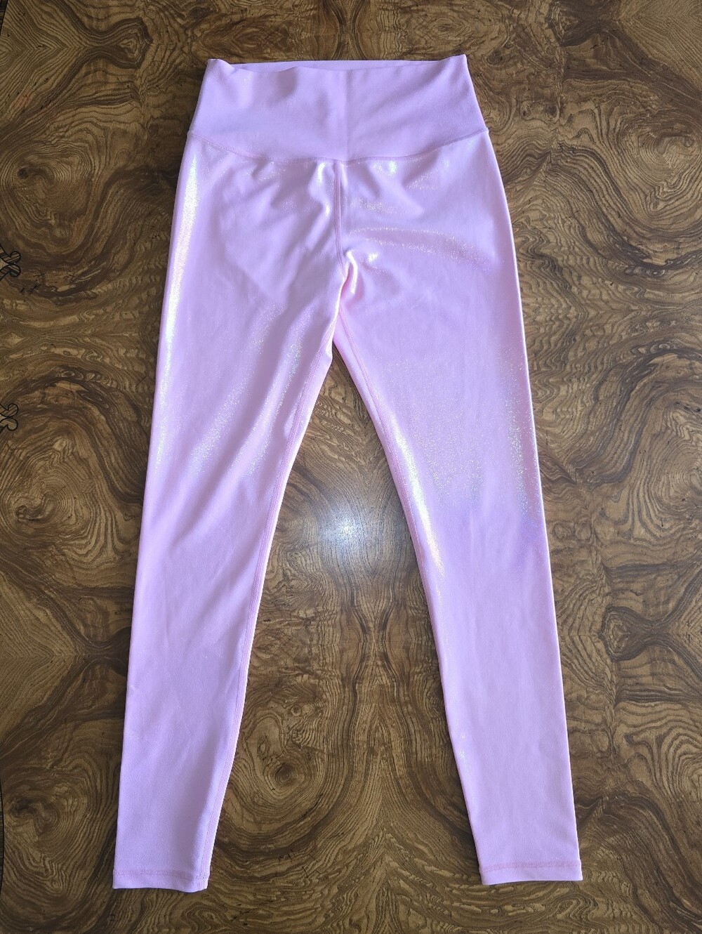 Beyond Athletica Pink Metallic Shimmer High-Waisted Leggings Womens Size M